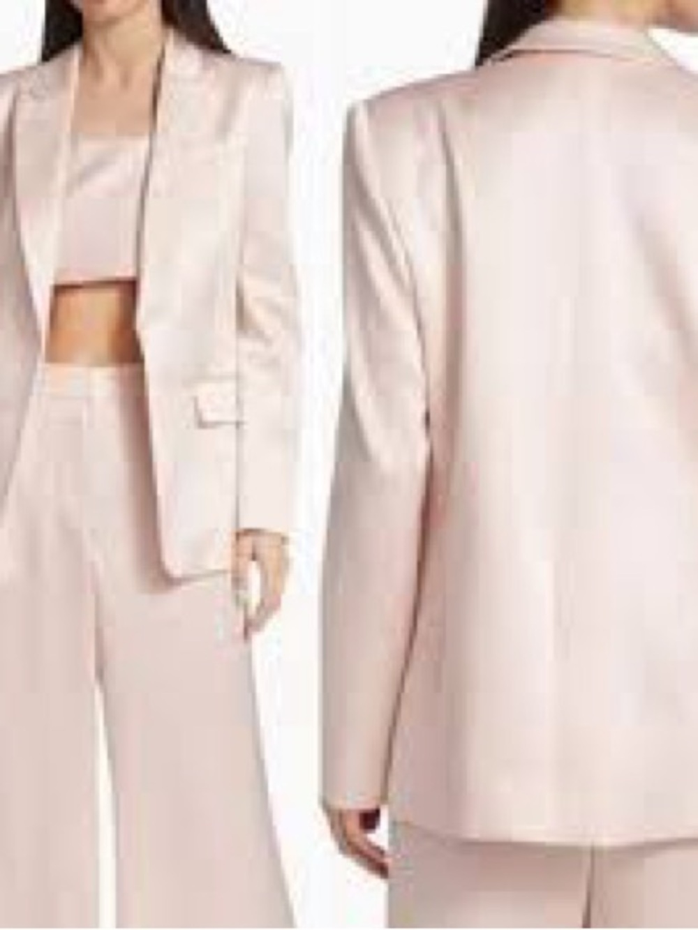 LoveShackFancy Blush Astara Open-Front Silk Blazer Sz 0